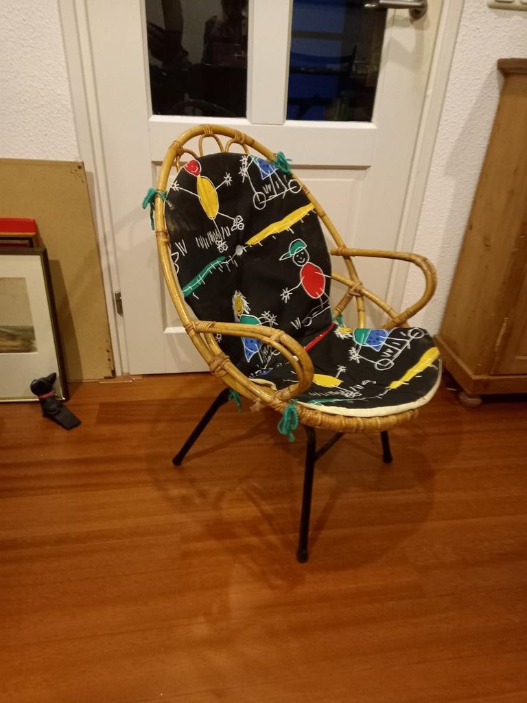 Retro rotan rohe stoel, Verzamelen, Ophalen, Huis en Inrichting