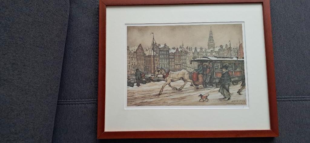 Anton Pieck.  Het Damrak.   Amsterdam., Ophalen
