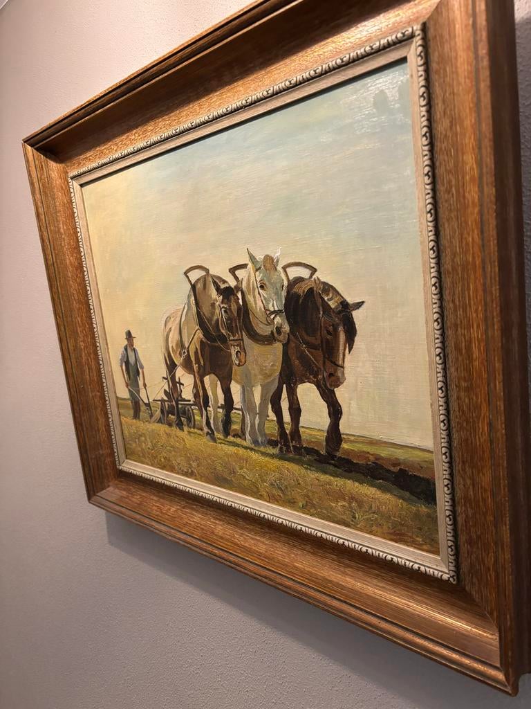 Schilderij van paarden met ploeg, Ophalen