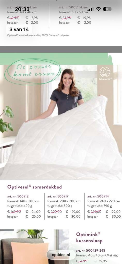 Optidee zomerdekbed NIEUW!, Eén persoon, Cadeaubon