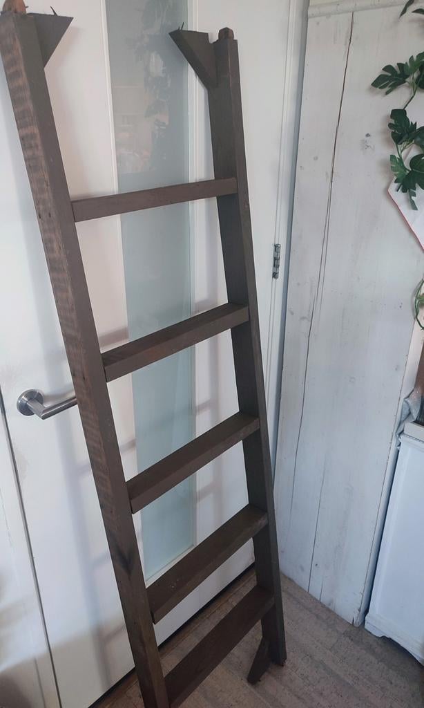 Brocante Houten Ladder Trap - aan boekenkast/Decoratie/tuin, Ophalen, Gebruikt