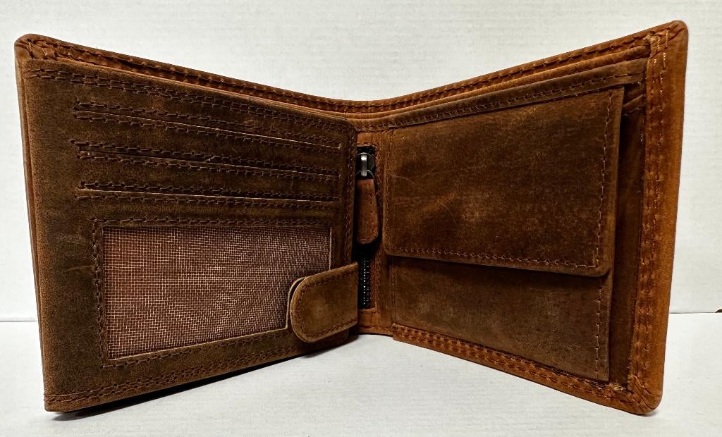 Tijger portemonnee van leer portefeuille bruin leder, Info@deconoord.nl, Bruin, Deco Noord, Nieuw