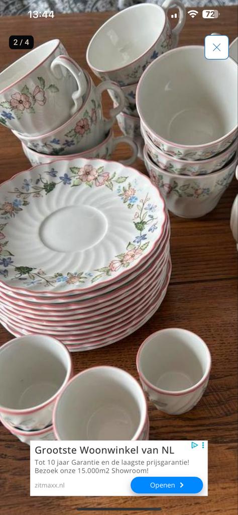 Springfield Servies - 12 Kop en Schotel, Antiek en Kunst, Antiek | Servies los, Ophalen of Verzenden