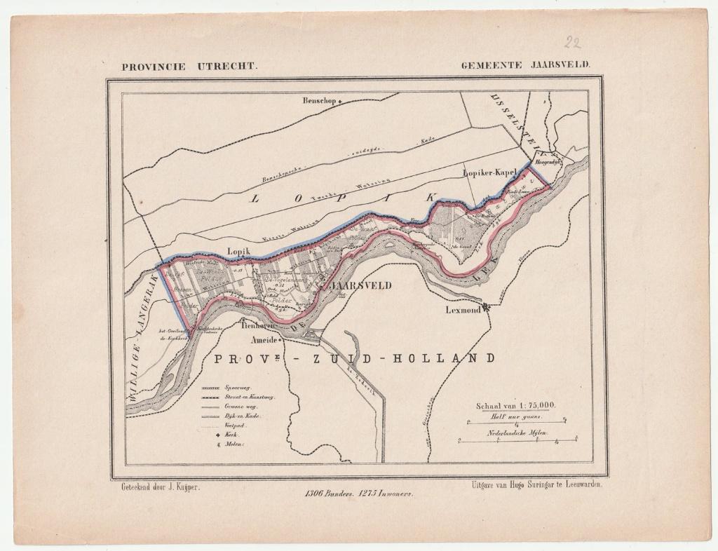 Jaarsveld J. Kuijper Hugo Suringar oude kaart, Gelezen, Verzenden, Landkaart, 1800 tot 2000