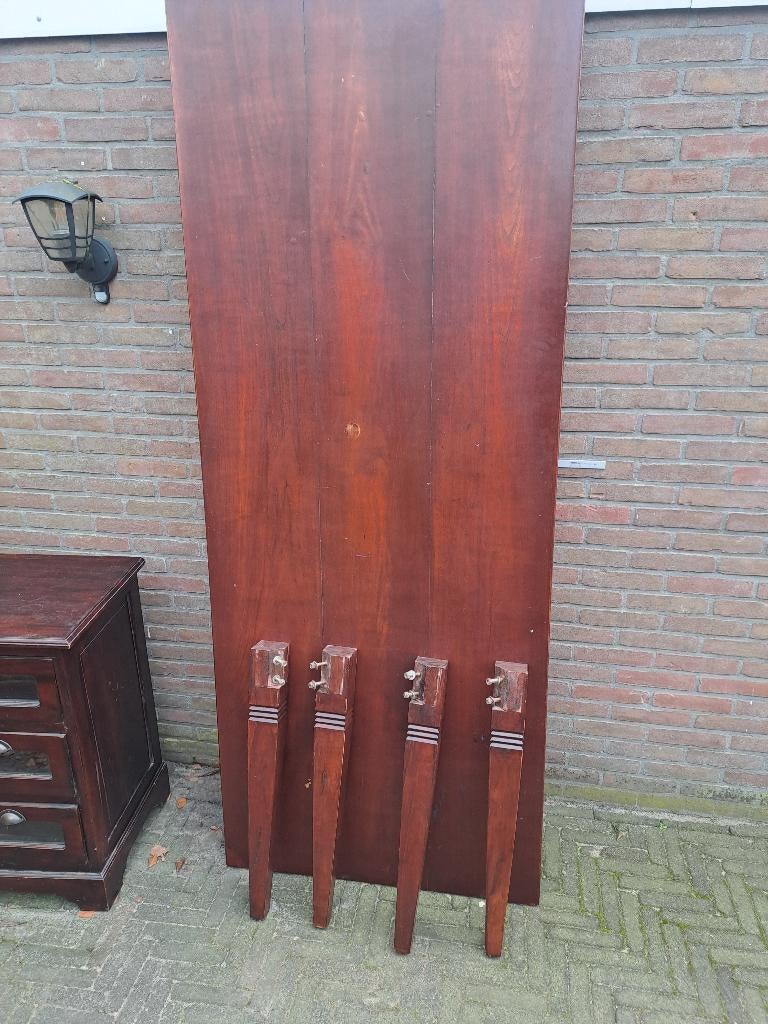 Teakhouten eettafel + teahouten kastje, Ophalen, Gebruikt, 200 cm of meer, 50 tot 100 cm