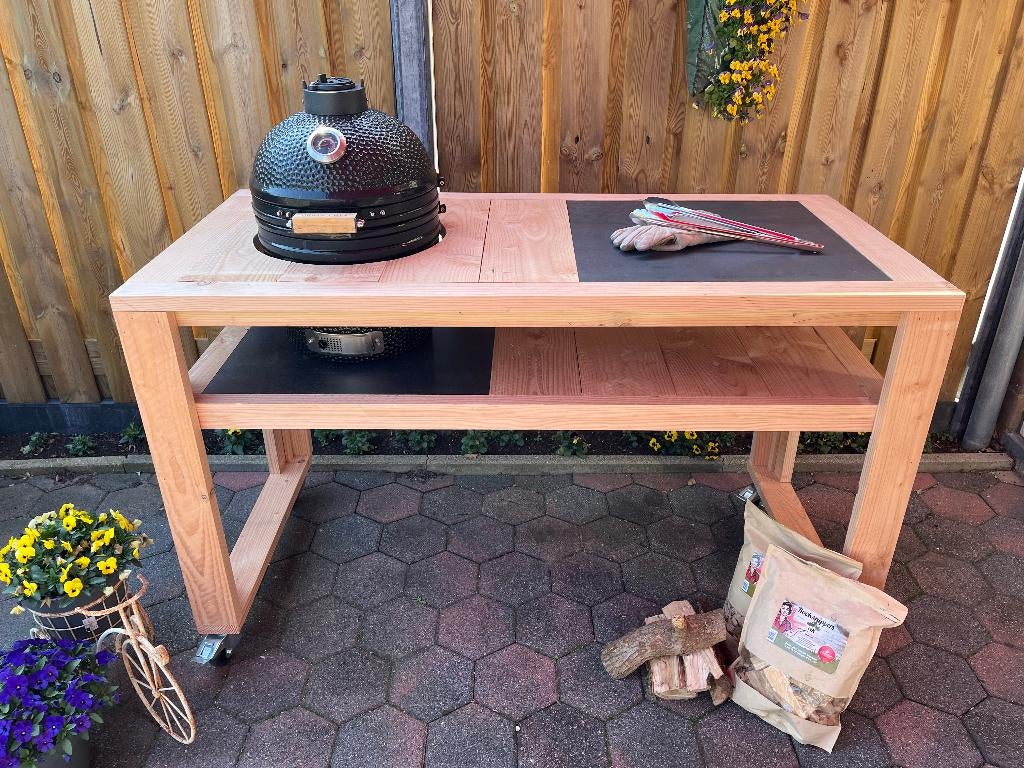 Buiten BBQ meubel tafel weber green egg douglas grill kamado, Ophalen, Nieuw, Houtskool