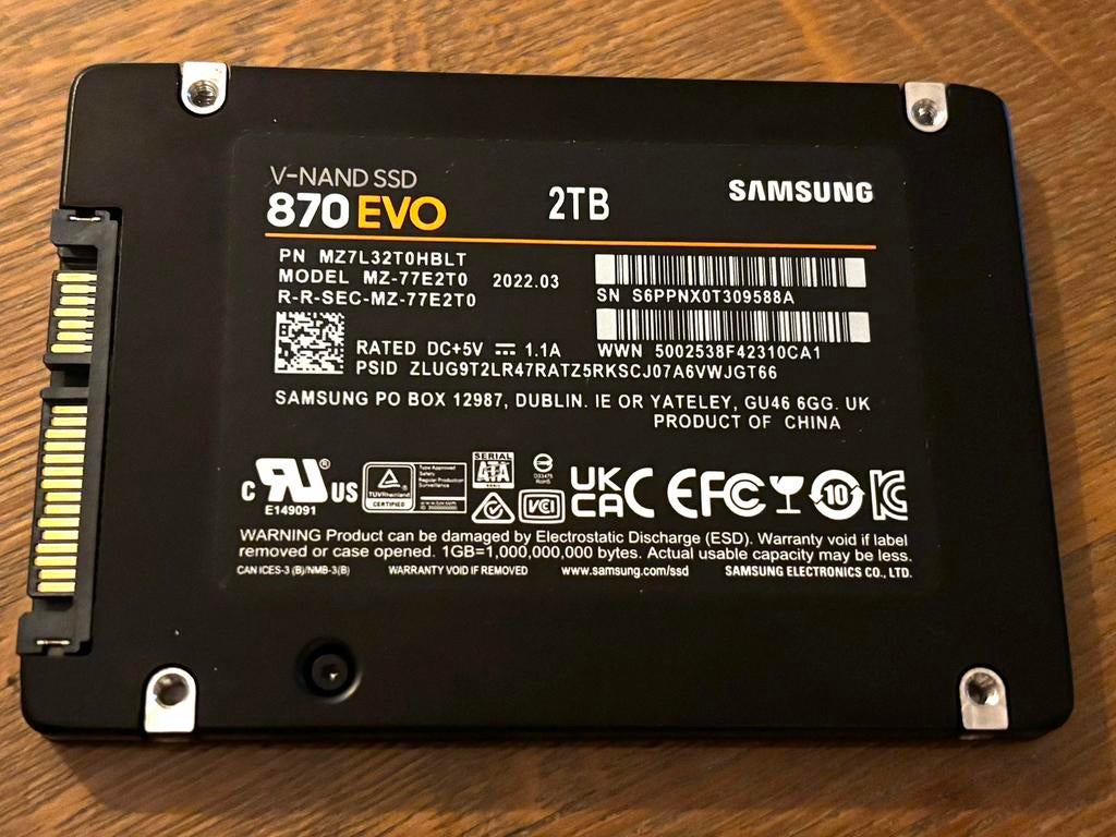2TB Samsung EVO 870 SSD, Ophalen of Verzenden, Zo goed als nieuw, Laptop