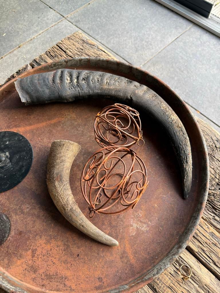 Decoratieve ijzeren ballen Hoffz en buffelhoorns, Ophalen of Verzenden, Gebruikt