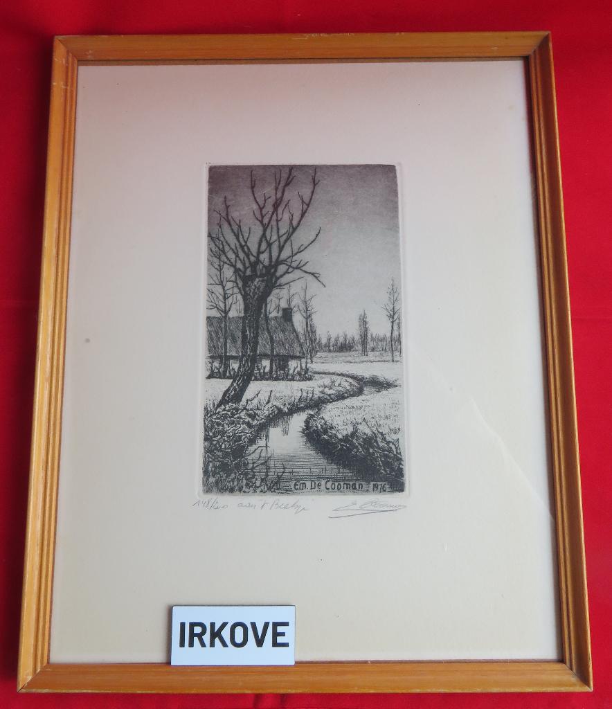 FRAAIE ETS VAN DE COOMAN * In Lijst *, Verzenden, Landschap, Ets, Ingelijst