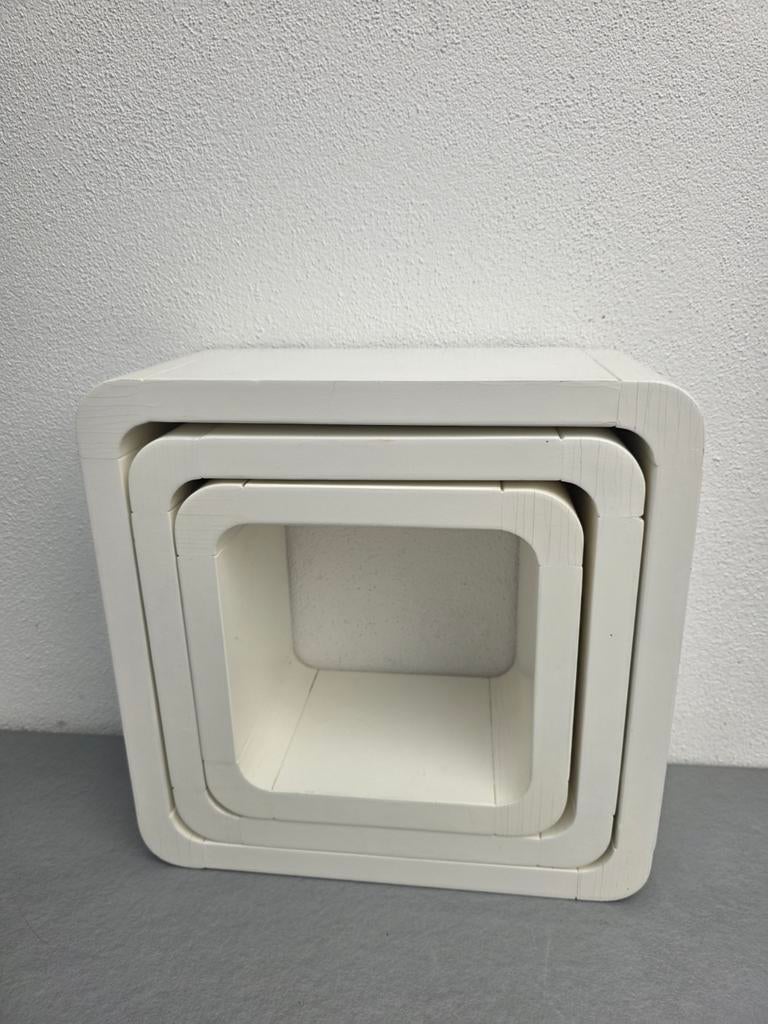 Set van 3 witte kubus wanddecoratie, Ophalen of Verzenden, Gebruikt