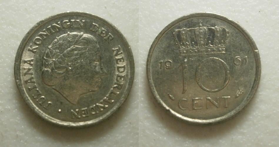 PD02582 Juliana 10 cent 1961, Postzegels en Munten, Munten | Nederland, Ophalen of Verzenden, Koningin Juliana, 10 cent, Losse munt