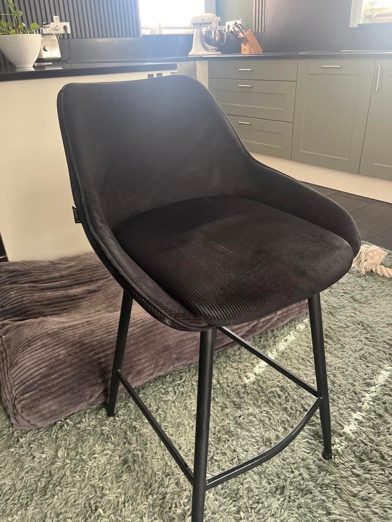 Bronx 71 Draaibare Barstoel Barkruk Zwart Ribstof, Ophalen, Draaibaar, Gebruikt, 60 tot 90 cm