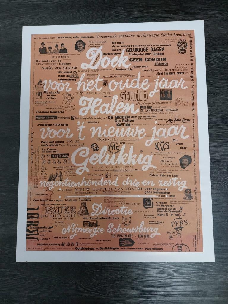 poster schouwburg Nijmegen 1963, Verzamelen, Posters, Ophalen, A1 t/m A3, Reclame, Rechthoekig Staand