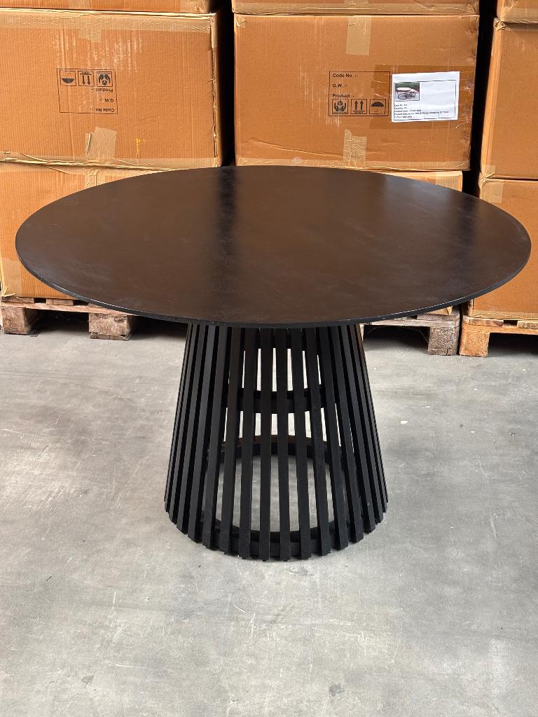 Magazijn Leegverkoop: Montana Eettafel Rond Walnoot/Zwart, Huis en Inrichting, Tafels | Eettafels, Ophalen, Overige materialen