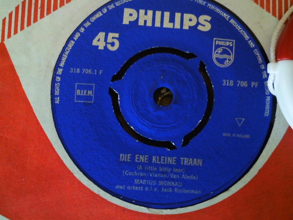 marius monkau - die ene kleine traan 2mrt, 7 inch, Single, Ophalen of Verzenden, Zo goed als nieuw