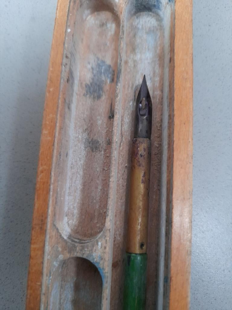 Vintage Kroontjespen Set in Houten Doosje - 11 Stuks, Ophalen of Verzenden