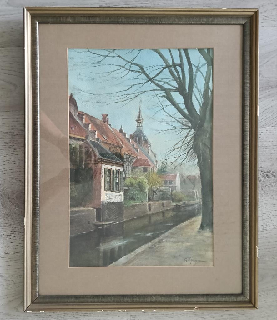 Gonda Kingma (1903-1983) - Stadsgezicht Amersfoort - 1930, Antiek en Kunst, Kunst | Schilderijen | Klassiek, Ophalen of Verzenden