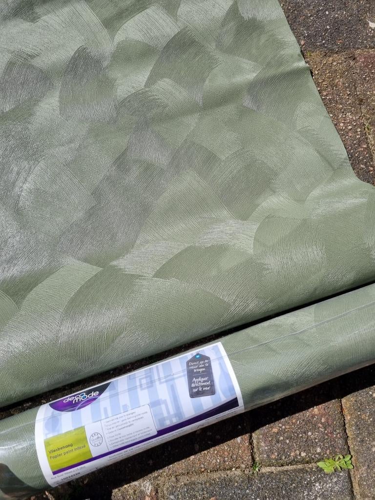 Groen vliesbehang, 2 rollen, Ophalen of Verzenden