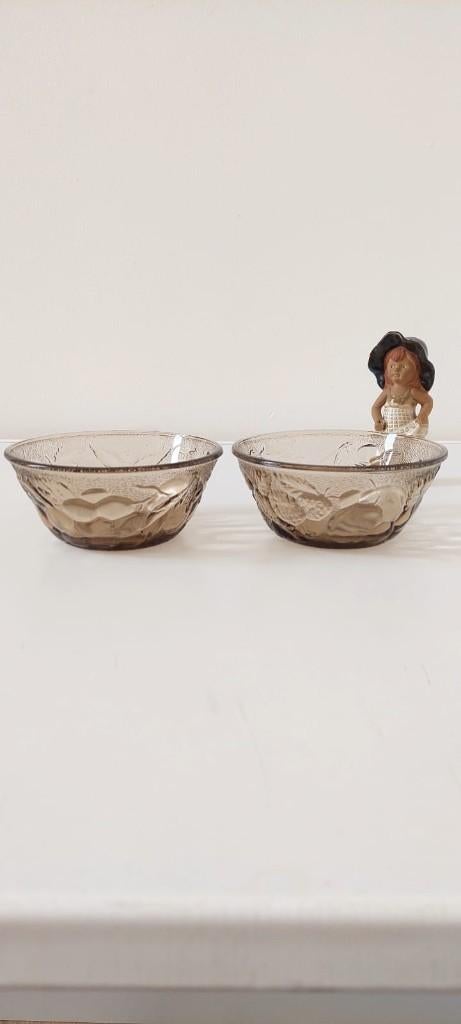 2 rookglas bruin schaaltjes France 70 druivenrank arcoroc, Eu, Eu, Ophalen of Verzenden, Overige stijlen