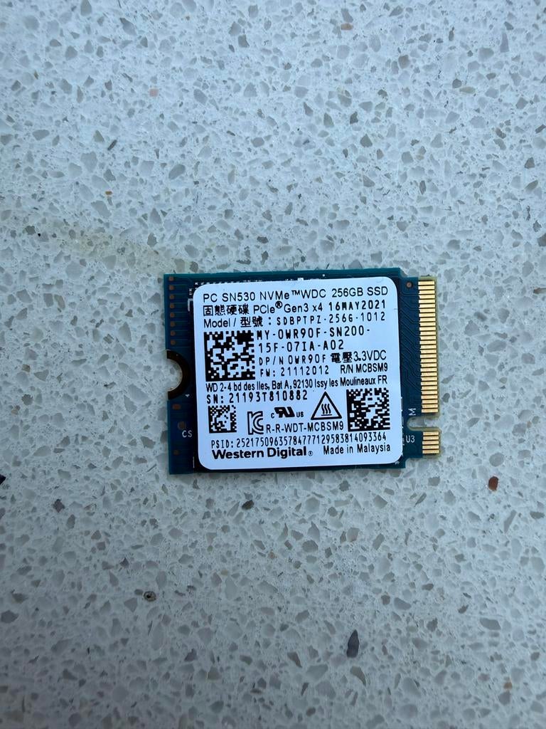 Western Digital PC SN530 NVMe 256GB SSD, Computers en Software, Harde schijven, Intern, Ophalen of Verzenden, Zo goed als nieuw