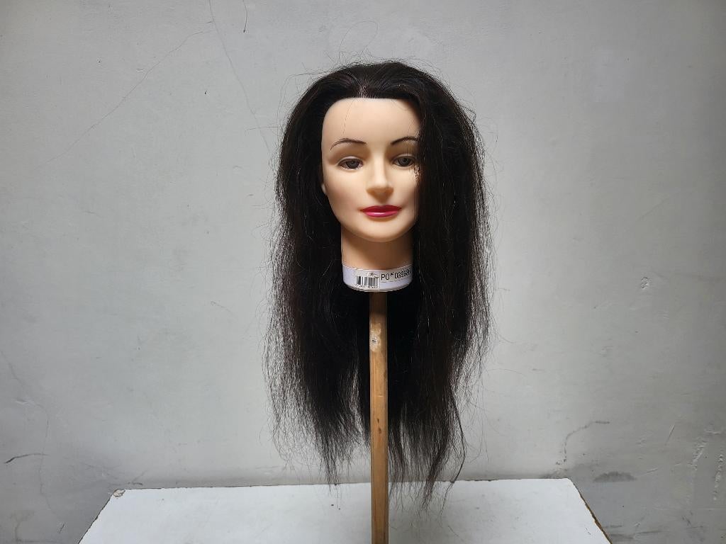 Oefen-Kappershoofd, 100% echt haar, 50 cm, Zwart+Tafelklem, Ophalen of Verzenden, Zo goed als nieuw, Boek, Persoonlijke verzorging