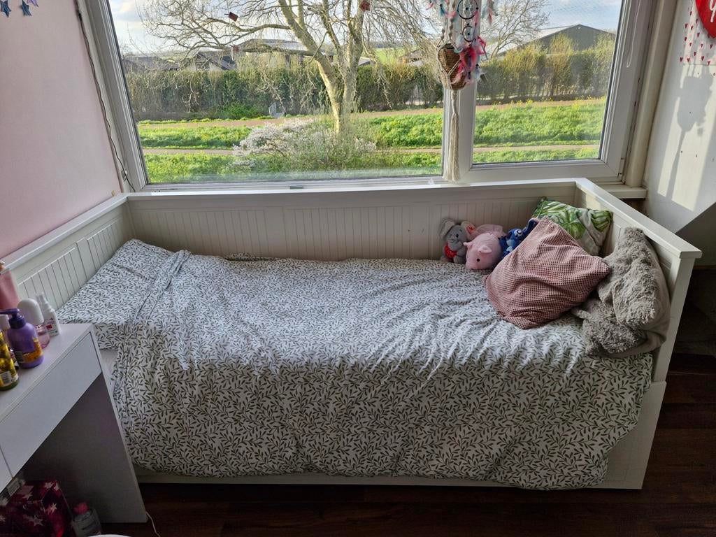 IKEA Hemnes Bedbank - Uitschuifbaar met 3 lades, Ophalen, Modern, Scandinavisch, Wit, Tweepersoons