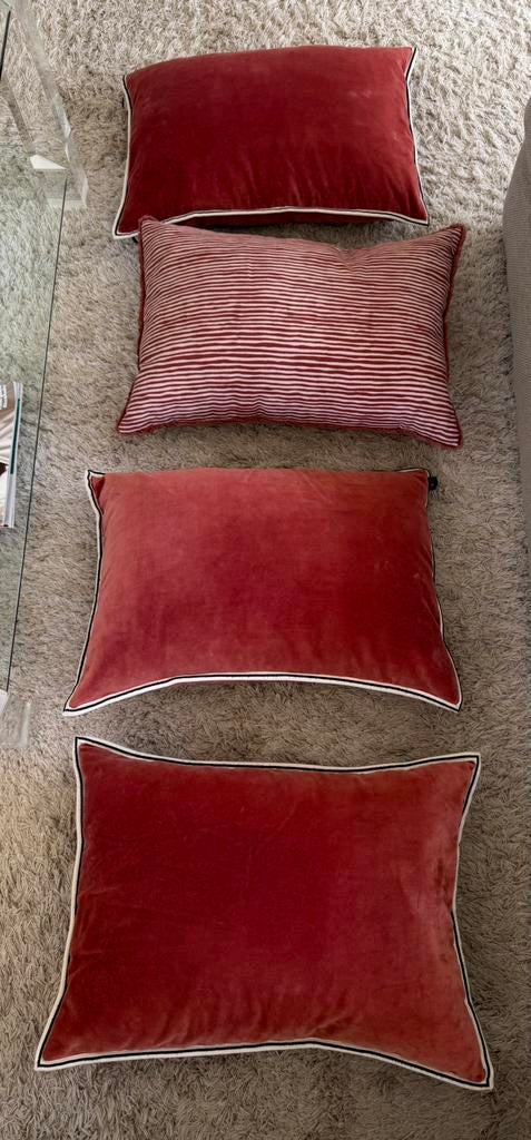 Sierkussens van het merk Elitis 4 stuks, Ophalen, Gebruikt, Rood, Rechthoekig