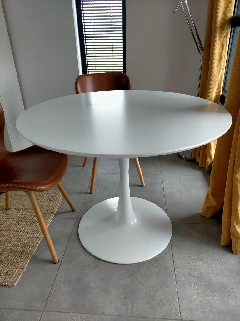 Ronde witte eettafel RINGSTED van Jysk., Huis en Inrichting, Tafels | Eettafels, Gebruikt, Rond, Modern, Drie personen