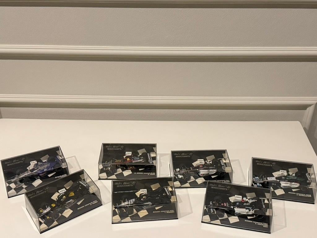 Minichamps Minardi F1 set 1:43 (7x) PS01 PS02 PS03 PS04 PS05, Hobby en Vrije tijd, Modelauto's | 1:43, Ophalen of Verzenden, Zo goed als nieuw