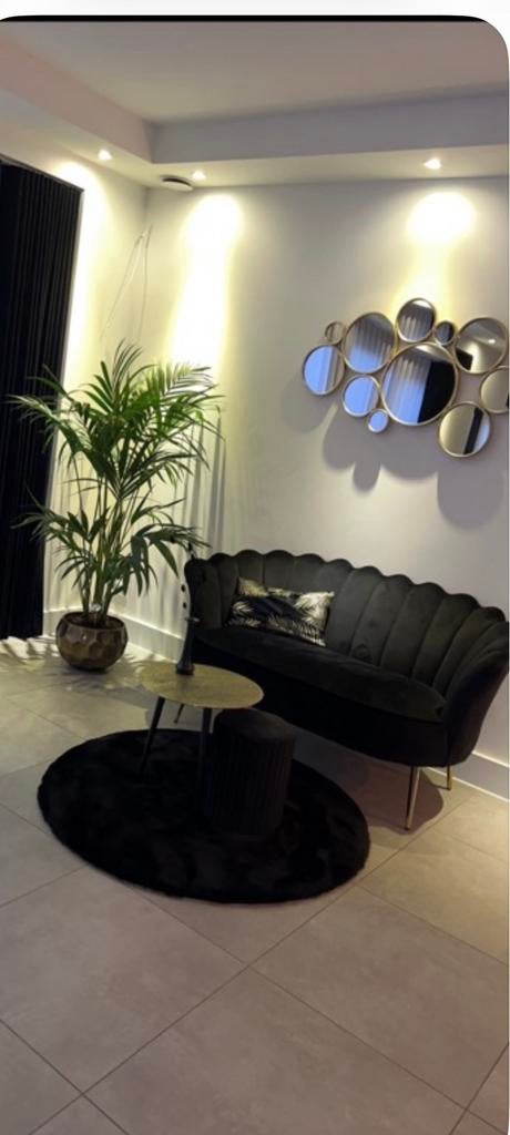 Bank Jada: zwart velvet/ schelp, Ophalen