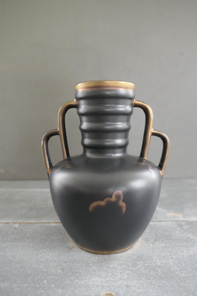 Art Deco Charles Catteau vaas 895 Belgique zwart goud, Verzenden