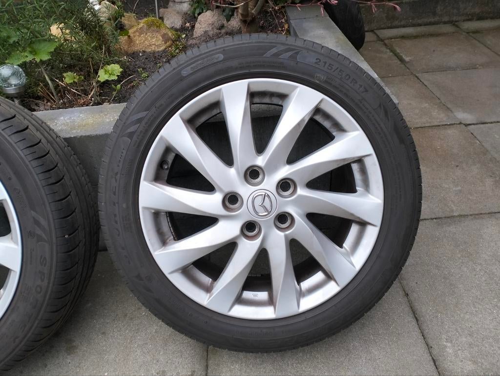 Zeer nette aluminium velgen Mazda 6 met zomerbanden, Ophalen of Verzenden, Mazda