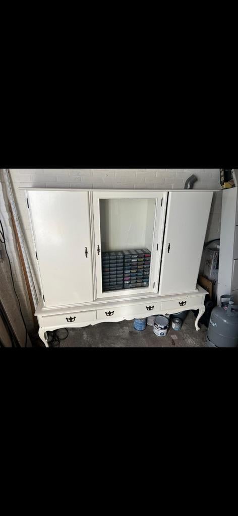 Crème dressoir met vitrinekast en lades, Huis en Inrichting, Complete inboedels, Ophalen of Verzenden