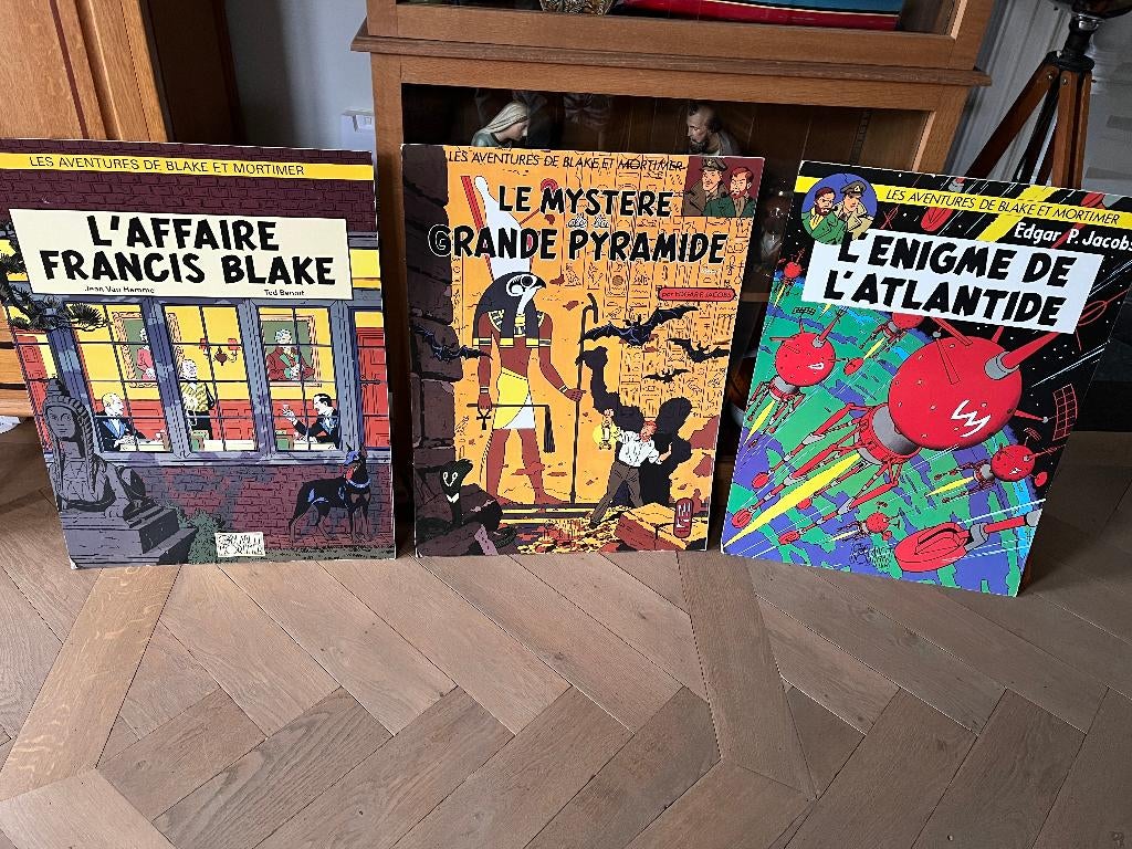 3 reclame kartons Blake & Mortimer 80x60, Ophalen of Verzenden, Gebruikt, Reclamebord