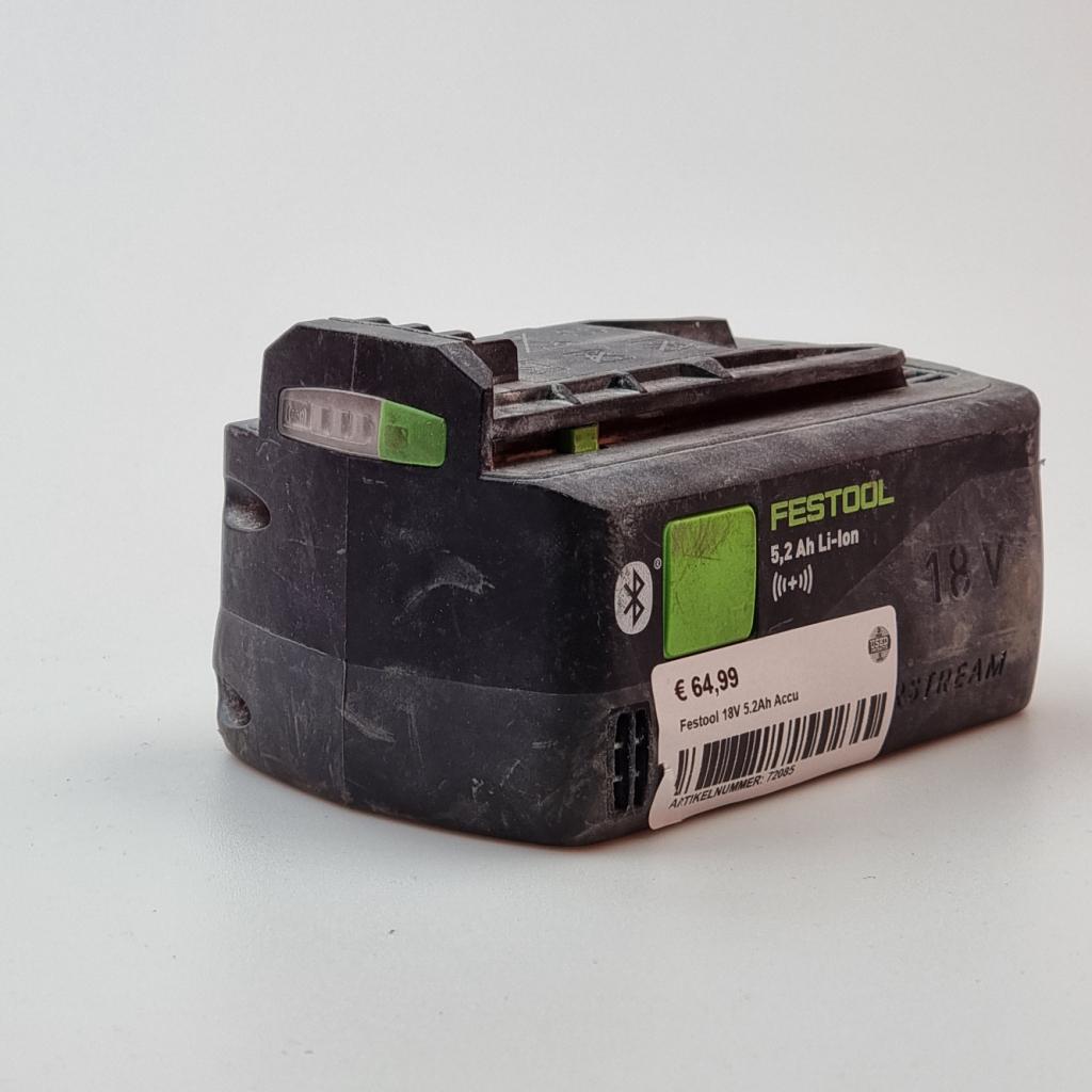 Festool 18V 5.2Ah Accu | In Prima Staat, Festool, Gebruikt, Support@festool.com, Festool GmbH, Wertstraße 20, 
73240 Wendlingen
Germany