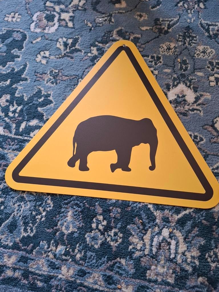 Geel driehoek bord pas op voor Olifanten, Ophalen of Verzenden