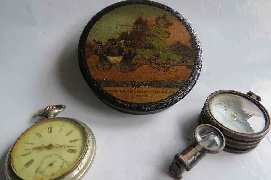 Antiek Engels Georgian Regency papier mache snuiftabaksdoos, Ophalen of Verzenden