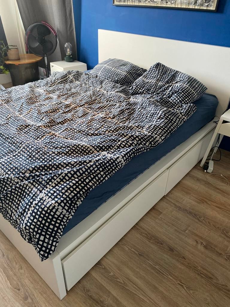 IKEA Malm bed 160x200 cm, Ophalen, Gebruikt, Wit, Tweepersoons