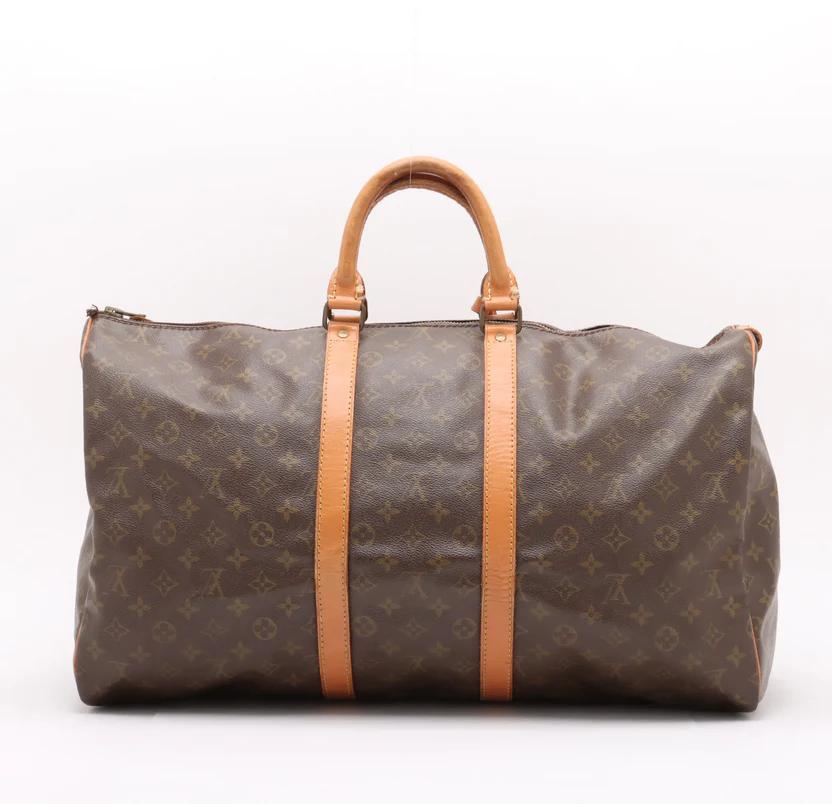 Louis Vuitton Monogram Keepall 55, 40 tot 60 cm, 30 cm of meer, Gebruikt, Bruin