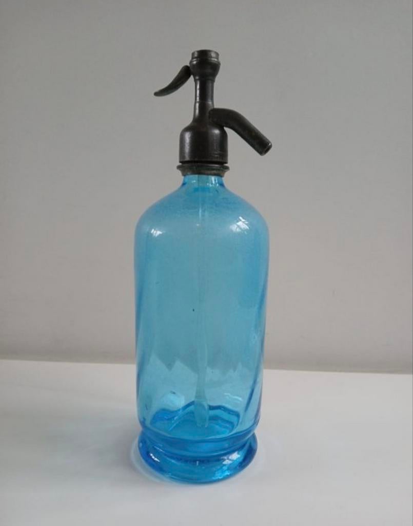 Antieke blauwe sodafles, Ophalen of Verzenden