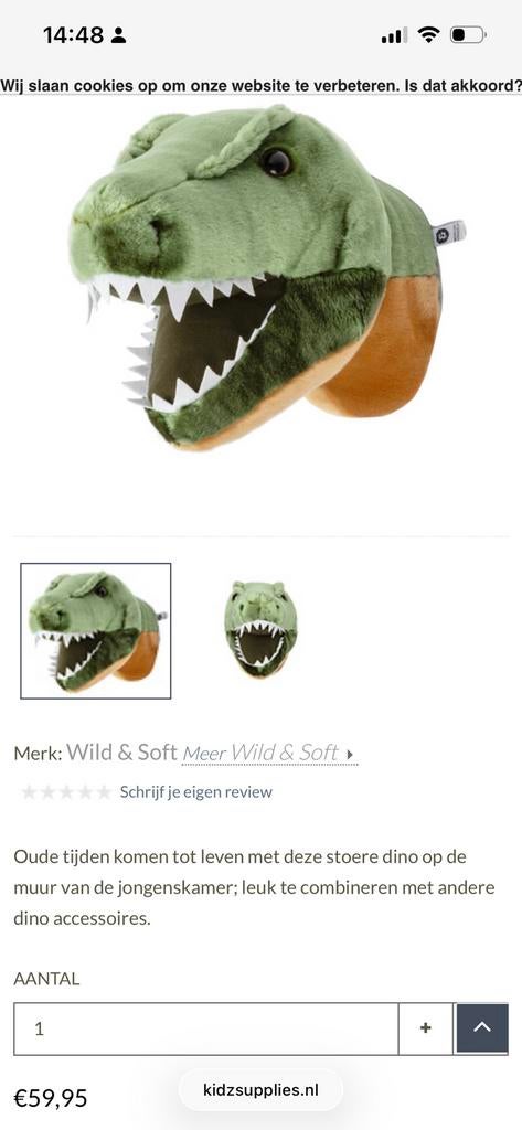 Dino kop voor aan de muur, Ophalen, Wanddecoratie