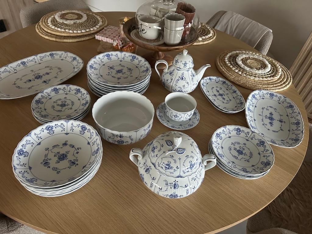 Prachtige Tirschenreuth Germany servies set blauw/ wit, Ophalen
