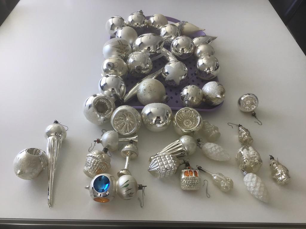 40 oude kerstballen, Ophalen of Verzenden, Gebruikt