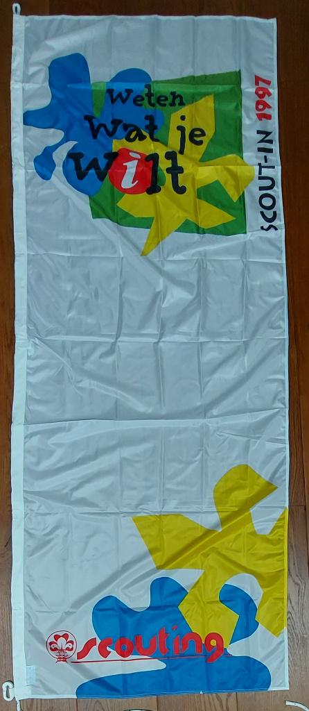 scouting Banner Scout-in 1997 200x75cm, Ophalen of Verzenden, Gebruikt, Embleem, Speld of Insigne