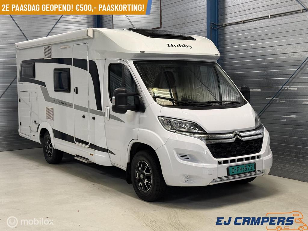 Hobby V65 GE Optima On Tour Enkele Bedden! EURO6!, Caravans en Kamperen, Campers, Ringverwarming, Hobby, Bedrijf, 6 tot 7 meter