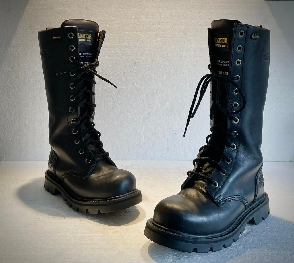 Blackstone survival boots / laarzen design gothic dames 38, Ophalen of Verzenden, Zo goed als nieuw, Zwart, Hoge laarzen