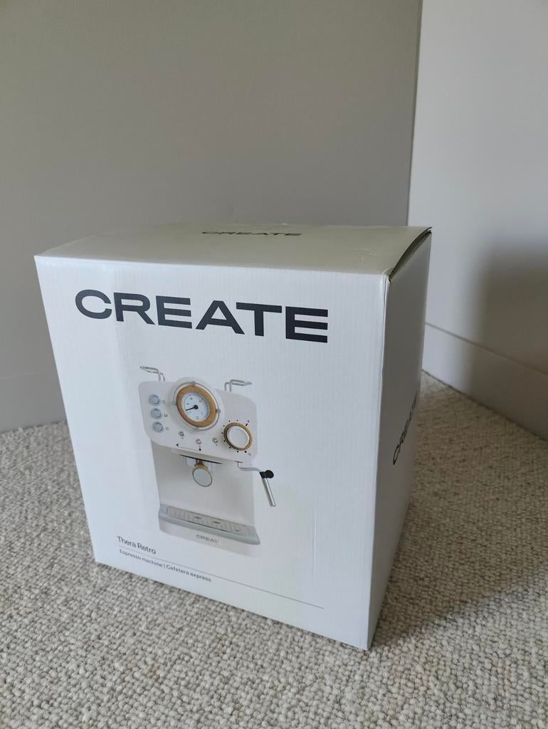 CREATE Thera Retro Espressomachine - Zo goed als nieuw, Espresso apparaat, Gemalen koffie, Zo goed als nieuw, 2 tot 4 kopjes
