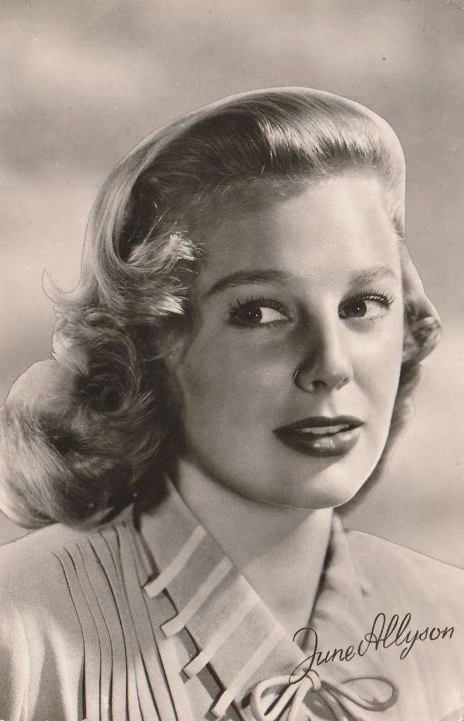 Oude Kaart June Allyson, Verzenden, 1940 tot 1960, Ongelopen, Sterren en Beroemdheden