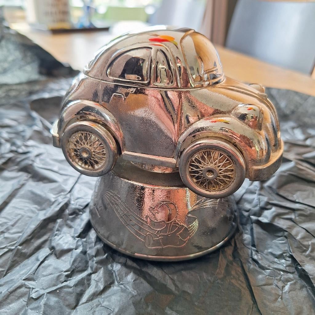 Muziekdoosje en spaarpot verzilverd auto VW Kever mooi item, Ophalen of Verzenden, Zo goed als nieuw, Kraamcadeau