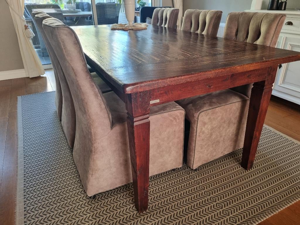 Eetkamertafel met 6 stoelen, Huis en Inrichting, Tafels | Eettafels, Gebruikt, 100 tot 150 cm, 150 tot 200 cm, Vijf personen of meer